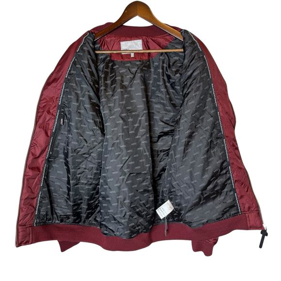 WESC Men’s Sixten Quilted Bomber Jacket Maroon Satin size Large - Picture 5 of 6